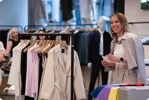 Camera ready wardrobe styling for media personality in Toronto studio